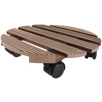 Hengmei - Pflanzenroller 2er wpc Pflanzenroller Blumenroller mit Feststellbare Räder Rollbrett 100KG Tragkraft Kübelroller 30x7.5cm(Rund Braun) von HENGMEI