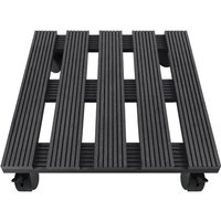 Pflanzenroller 2er WPC Pflanzenroller Blumenroller mit Feststellbare Räder Rollbrett Kübelroller 30x30x7.5cm(Quadratisch Anthrazit) HENGMEI von HENGMEI