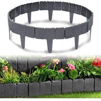 Rasenkante in Steinoptik 15m Beetumrandung Mähkante 60 stücke Randsteine Kunststoff Beeteinfassung 1 Element (l x h): 25cm x 23cm, Anthrazit Hengmei von HENGMEI