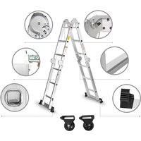 Teleskopleitern 3,4m 6 in 1 Alu Leiter Mehrzweckleiter Vielzweckleiter Klappleiter Haushaltsleiter Multifunktionsleiter (4x3 Stufen) Hengmei von HENGMEI