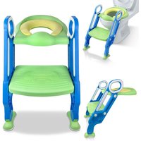 Toilettentrainer Toilettensitz kinder mit treppe Töpfchentraining Toiletten-Trainingssitz, klappbar und höhenverstellbar, Blau+Grün Hengmei Toilettentrainer Toilettensitz kinder mit treppe Töpfchentraining Toiletten-Trainingssitz, klappbar und höhenverstellbar, Blau+Grün Hengmei von HENGMEI
