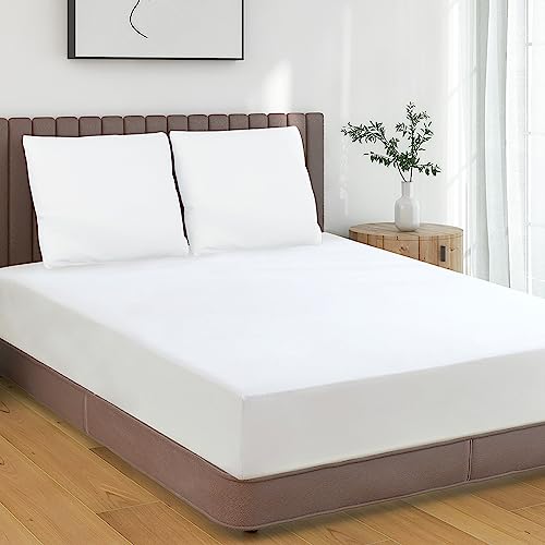 HENGWEI Bettlaken 180x200 mit Elastischem Boxspring Spannbettlaken Mikrofaser Spannbetttuch bis 30cm Matratzenhöhe Weiche Matratzenauflage,Weiß von HENGWEITEXT
