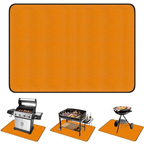 Grillmatte Bodenschutz Untergrillmatte für den Außengrill, Feuerfeste Unterlage Faltbare, Kaminmatte für die Feuerstelle, für Rasen, Terrasse (Orange) von HENGYANG