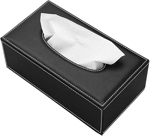 HENGYUE Taschentuchbox aus Leder rechteckiger Deckel Taschentuchbox Leder für Home Office Trolley (schwarz), ca. 23,5 x 12,5 x 8,5 cm, (001) von HENGYUE