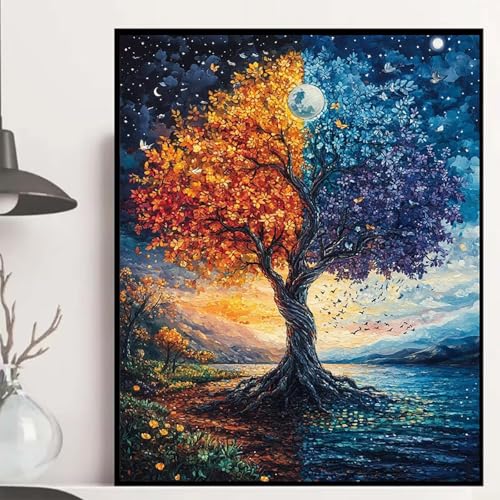 Baum des Lebens Diamond Painting 60x80cm, Mond Diamond Painting Erwachsene Anfänger 5D DIY Runder Vollbohrer Diamanten Malerei Mosaik Bastelset Erwachsene für Zimmer Deko, Geschenke -hjw2508B2KBX Baum des Lebens Diamond Painting 60x80cm, Mond Diamond Painting Erwachsene Anfänger 5D DIY Runder Vollbohrer Diamanten Malerei Mosaik Bastelset Erwachsene für Zimmer Deko, Geschenke -hjw2508B2KBX von HENJGWEG