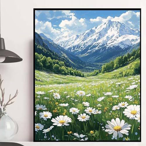 Berg Diamond Painting 30x40cm, Wiese Diamond Painting Erwachsene Anfänger 5D DIY Runder Vollbohrer Diamanten Malerei Mosaik Bastelset Erwachsene für Zimmer Deko, Geschenke für Frauen -hjw2508I2 von HENJGWEG