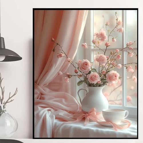 Blumen Diamond Painting 100x135 cm, Vase Diamond Painting Erwachsene Anfänger 5D DIY Runder Vollbohrer Diamanten Malerei Mosaik Bastelset Erwachsene für Zimmer Deko, Geschenke für Frauen -hjw25085F von HENJGWEG