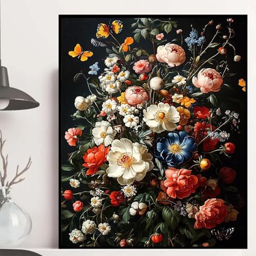 Blumen Diamond Painting 120x90cm, Schmetterling Diamond Painting Erwachsene Anfänger 5D DIY Runder Vollbohrer Diamanten Malerei Mosaik Bastelset Erwachsene für Zimmer Deko, Geschenke -hjw2508ZC von HENJGWEG