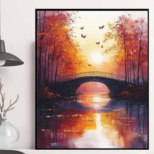 Brücke Diamond Painting 40x30cm, Herbst Diamond Painting Erwachsene Anfänger 5D DIY Runder Vollbohrer Diamanten Malerei Mosaik Bastelset Erwachsene für Zimmer Deko, Geschenke für Frauen -hjw2508Z1 Brücke Diamond Painting 40x30cm, Herbst Diamond Painting Erwachsene Anfänger 5D DIY Runder Vollbohrer Diamanten Malerei Mosaik Bastelset Erwachsene für Zimmer Deko, Geschenke für Frauen -hjw2508Z1 von HENJGWEG