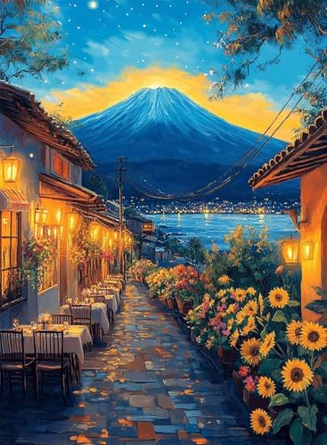 Diamond Painting Berg Diamond Painting Erwachsene, Crystal Art Landschaft Muster Design 5D DIY Runder Vollbohrer Diamanten Malerei Stickerei Kreuzstich Basteln für Deko Wohnzimmer 50x70cm -hjw250892 von HENJGWEG