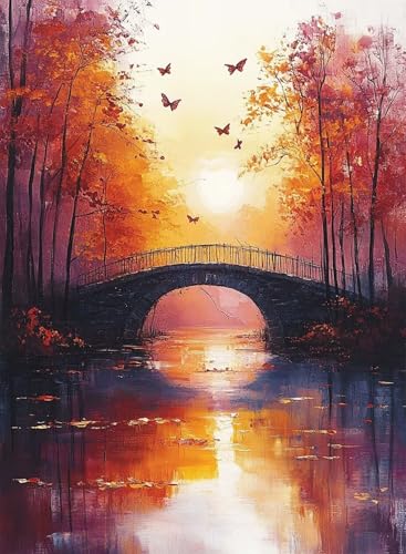 Diamond Painting Brücke Diamond Painting Erwachsene, Crystal Art Herbst Muster Design 5D DIY Runder Vollbohrer Diamanten Malerei Stickerei Kreuzstich Basteln für Deko Wohnzimmer 50x40cm -hjw25083B Diamond Painting Brücke Diamond Painting Erwachsene, Crystal Art Herbst Muster Design 5D DIY Runder Vollbohrer Diamanten Malerei Stickerei Kreuzstich Basteln für Deko Wohnzimmer 50x40cm -hjw25083B von HENJGWEG
