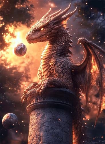 Diamond Painting Drachen Diamond Painting Erwachsene, Crystal Art Tier Muster Design 5D DIY Runder Vollbohrer Diamanten Malerei Stickerei Kreuzstich Basteln für Deko Wohnzimmer 135x100cm -hjw2508T7 Diamond Painting Drachen Diamond Painting Erwachsene, Crystal Art Tier Muster Design 5D DIY Runder Vollbohrer Diamanten Malerei Stickerei Kreuzstich Basteln für Deko Wohnzimmer 135x100cm -hjw2508T7 von HENJGWEG