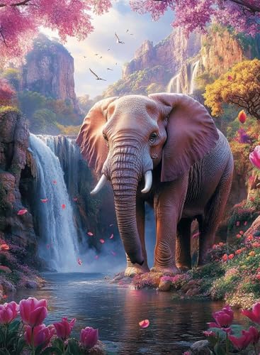 Diamond Painting Elefant Diamond Painting Erwachsene, Crystal Art Stürze Muster Design 5D DIY Runder Vollbohrer Diamanten Malerei Stickerei Kreuzstich Basteln für Deko Wohnzimmer 100x135cm -hjw250809 von HENJGWEG