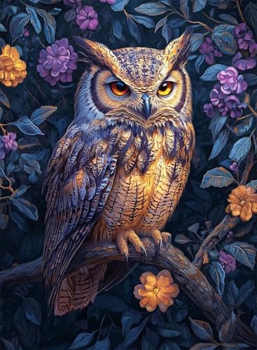 Diamond Painting Eule Diamond Painting Erwachsene, Crystal Art Tier Muster Design 5D DIY Runder Vollbohrer Diamanten Malerei Stickerei Kreuzstich Basteln für Deko Wohnzimmer 40x30cm -hjw2508OL3AZ von HENJGWEG