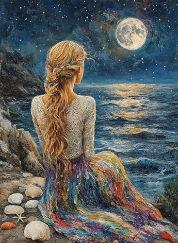 Diamond Painting Frau Diamond Painting Erwachsene, Crystal Art Mond Muster Design 5D DIY Runder Vollbohrer Diamanten Malerei Stickerei Kreuzstich Basteln für Deko Wohnzimmer 80x60cm -hjw2508C2771 Diamond Painting Frau Diamond Painting Erwachsene, Crystal Art Mond Muster Design 5D DIY Runder Vollbohrer Diamanten Malerei Stickerei Kreuzstich Basteln für Deko Wohnzimmer 80x60cm -hjw2508C2771 von HENJGWEG