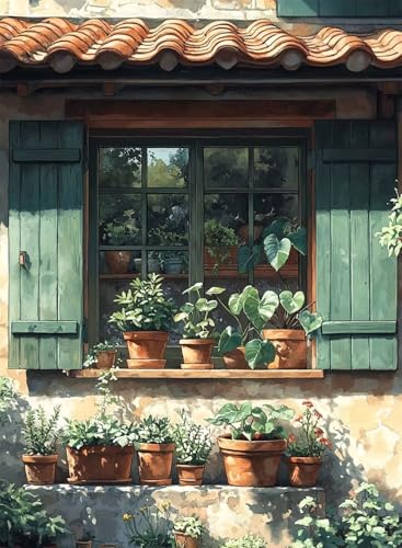 Diamond Painting Häuser Diamond Painting Erwachsene, Crystal Art Landschaft Muster Design 5D DIY Vollbohrer Diamanten Malerei Stickerei Kreuzstich Basteln für Deko Wohnzimmer 50x70 cm -hjw2508LC von HENJGWEG