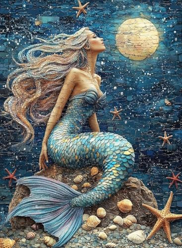 Diamond Painting Meerjungfrau Diamond Painting Erwachsene, Crystal Art Seestern Muster Design 5D DIY Vollbohrer Diamanten Malerei Stickerei Kreuzstich Basteln für Deko Wohnzimmer 30x40cm -hjw2508P5 Diamond Painting Meerjungfrau Diamond Painting Erwachsene, Crystal Art Seestern Muster Design 5D DIY Vollbohrer Diamanten Malerei Stickerei Kreuzstich Basteln für Deko Wohnzimmer 30x40cm -hjw2508P5 von HENJGWEG