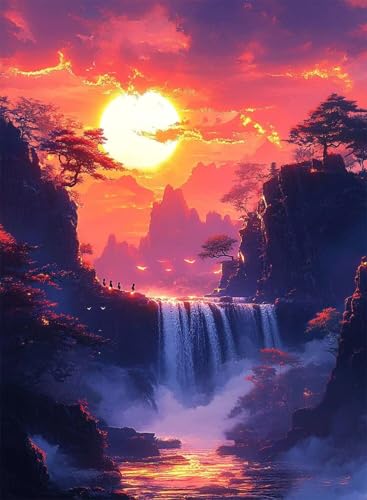 Diamond Painting Natur Diamond Painting Erwachsene, Crystal Art Landschaft Muster Design 5D DIY Vollbohrer Diamanten Malerei Stickerei Kreuzstich Basteln für Deko Wohnzimmer 135x100cm -hjw2508X2 von HENJGWEG
