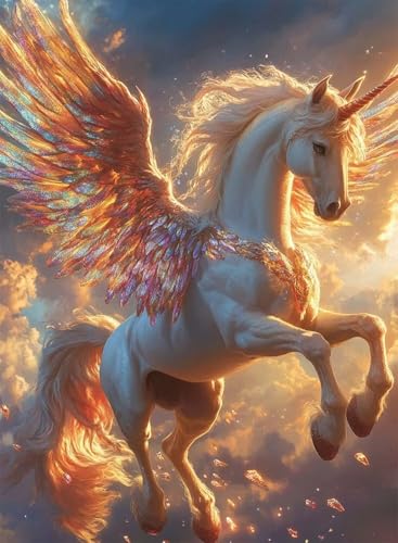 Diamond Painting Pegasus Diamond Painting Erwachsene, Crystal Art Tier Muster Design 5D DIY Runder Vollbohrer Diamanten Malerei Stickerei Kreuzstich Basteln für Deko Wohnzimmer 50x70 cm -hjw250839 von HENJGWEG