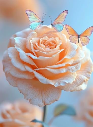 Diamond Painting Rose Diamond Painting Erwachsene, Crystal Art Schmetterling Muster Design 5D DIY Vollbohrer Diamanten Malerei Stickerei Kreuzstich Basteln für Deko Wohnzimmer 60x80cm -hjw250820 von HENJGWEG