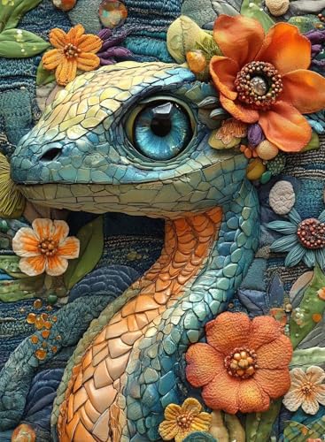 Diamond Painting Schlange Diamond Painting Erwachsene, Crystal Art Blumen Muster Design 5D DIY Runder Vollbohrer Diamanten Malerei Stickerei Kreuzstich Basteln für Deko Wohnzimmer 40x50 cm -hjw2508LM Diamond Painting Schlange Diamond Painting Erwachsene, Crystal Art Blumen Muster Design 5D DIY Runder Vollbohrer Diamanten Malerei Stickerei Kreuzstich Basteln für Deko Wohnzimmer 40x50 cm -hjw2508LM von HENJGWEG