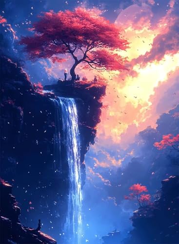 Diamond Painting Stürze Diamond Painting Erwachsene, Crystal Art Landschaft Muster Design 5D DIY Runder Vollbohrer Diamanten Malerei Stickerei Kreuzstich Basteln für Deko Wohnzimmer 50x70cm -hjw25085X von HENJGWEG