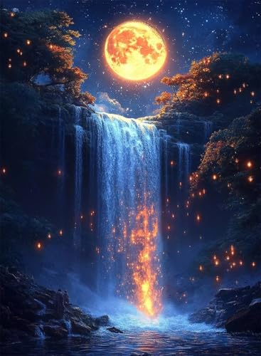 Diamond Painting Stürze Diamond Painting Erwachsene, Crystal Art Mond Muster Design 5D DIY Runder Vollbohrer Diamanten Malerei Stickerei Kreuzstich Basteln für Deko Wohnzimmer 30x40 cm -hjw2508Q9 von HENJGWEG