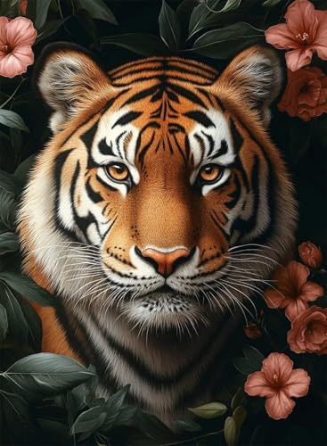 Diamond Painting Tiger Diamond Painting Erwachsene, Crystal Art Blumen Muster Design 5D DIY Runder Vollbohrer Diamanten Malerei Stickerei Kreuzstich Basteln für Deko Wohnzimmer 40x50cm -hjw25082V Diamond Painting Tiger Diamond Painting Erwachsene, Crystal Art Blumen Muster Design 5D DIY Runder Vollbohrer Diamanten Malerei Stickerei Kreuzstich Basteln für Deko Wohnzimmer 40x50cm -hjw25082V von HENJGWEG