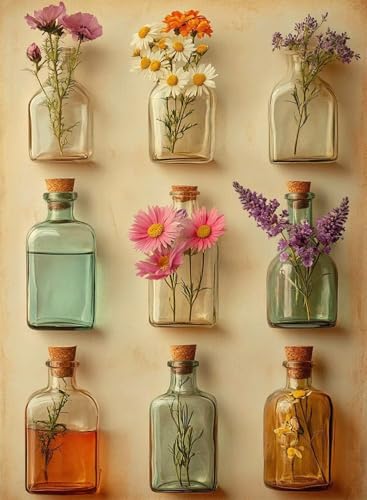 Diamond Painting Vase Diamond Painting Erwachsene, Crystal Art Blumen Muster Design 5D DIY Runder Vollbohrer Diamanten Malerei Stickerei Kreuzstich Basteln für Deko Wohnzimmer 30x40cm -hjw2508V8 von HENJGWEG