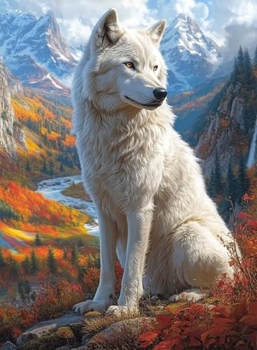 Diamond Painting Wolf Diamond Painting Erwachsene, Crystal Art Herbst Muster Design 5D DIY Runder Vollbohrer Diamanten Malerei Stickerei Kreuzstich Basteln für Deko Wohnzimmer 90x120cm -hjw25085O Diamond Painting Wolf Diamond Painting Erwachsene, Crystal Art Herbst Muster Design 5D DIY Runder Vollbohrer Diamanten Malerei Stickerei Kreuzstich Basteln für Deko Wohnzimmer 90x120cm -hjw25085O von HENJGWEG