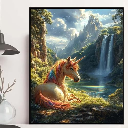 Einhorn Diamond Painting 100x135 cm, Stürze Diamond Painting Erwachsene Anfänger 5D DIY Runder Vollbohrer Diamanten Malerei Mosaik Bastelset Erwachsene für Zimmer Deko, Geschenke für Frauen -hjw25084B von HENJGWEG