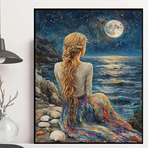 Frau Diamond Painting 40x30cm, Mond Diamond Painting Erwachsene Anfänger 5D DIY Runder Vollbohrer Diamanten Malerei Mosaik Bastelset Erwachsene für Zimmer Deko, Geschenke für Frauen -hjw25083P1VM Frau Diamond Painting 40x30cm, Mond Diamond Painting Erwachsene Anfänger 5D DIY Runder Vollbohrer Diamanten Malerei Mosaik Bastelset Erwachsene für Zimmer Deko, Geschenke für Frauen -hjw25083P1VM von HENJGWEG