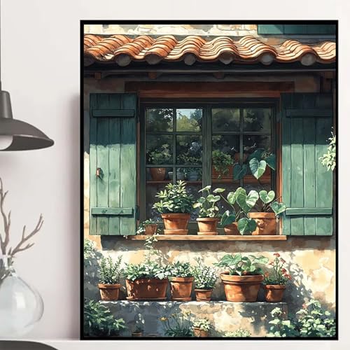 Häuser Diamond Painting 40x50 cm, Landschaft Diamond Painting Erwachsene Anfänger 5D DIY Runder Vollbohrer Diamanten Malerei Mosaik Bastelset Erwachsene für Zimmer Deko, Geschenke -hjw2508556P0 von HENJGWEG