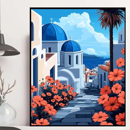 Häuser Diamond Painting 40x50cm, SafFlowers Diamond Painting Erwachsene Anfänger 5D DIY Runder Vollbohrer Diamanten Malerei Mosaik Bastelset Erwachsene für Zimmer Deko, Geschenke für Frauen -hjw2508OV von HENJGWEG