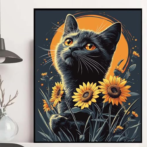 Katze Diamond Painting 100x135 cm, Sonnenblumen Diamond Painting Erwachsene Anfänger 5D DIY Runder Vollbohrer Diamanten Malerei Mosaik Bastelset Erwachsene für Zimmer Deko, Geschenke -hjw2508W3 Katze Diamond Painting 100x135 cm, Sonnenblumen Diamond Painting Erwachsene Anfänger 5D DIY Runder Vollbohrer Diamanten Malerei Mosaik Bastelset Erwachsene für Zimmer Deko, Geschenke -hjw2508W3 von HENJGWEG