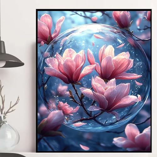 Kirschblüten Diamond Painting 90×120cm, Blumen Diamond Painting Erwachsene Anfänger 5D DIY Runder Vollbohrer Diamanten Malerei Mosaik Bastelset Erwachsene für Zimmer Deko, Geschenke -hjw2508W4IV0 von HENJGWEG