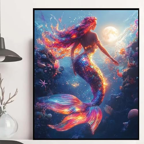 Meerjungfrau Diamond Painting 30x40 cm, Meer Diamond Painting Erwachsene Anfänger 5D DIY Runder Vollbohrer Diamanten Malerei Mosaik Bastelset Erwachsene für Zimmer Deko, Geschenke -hjw2508BKZ3E Meerjungfrau Diamond Painting 30x40 cm, Meer Diamond Painting Erwachsene Anfänger 5D DIY Runder Vollbohrer Diamanten Malerei Mosaik Bastelset Erwachsene für Zimmer Deko, Geschenke -hjw2508BKZ3E von HENJGWEG