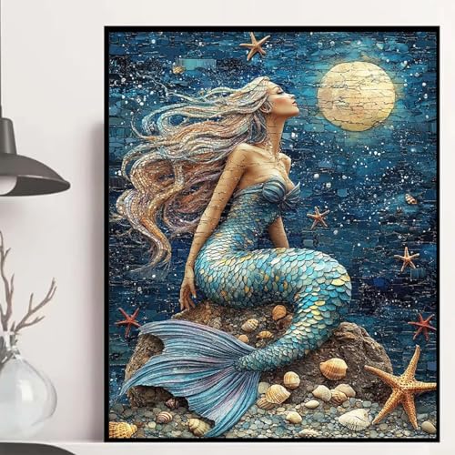 Meerjungfrau Diamond Painting 40x50cm, Seestern Diamond Painting Erwachsene Anfänger 5D DIY Runder Vollbohrer Diamanten Malerei Mosaik Bastelset Erwachsene für Zimmer Deko, Geschenke -hjw2508LL Meerjungfrau Diamond Painting 40x50cm, Seestern Diamond Painting Erwachsene Anfänger 5D DIY Runder Vollbohrer Diamanten Malerei Mosaik Bastelset Erwachsene für Zimmer Deko, Geschenke -hjw2508LL von HENJGWEG
