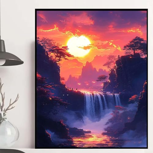 Natur Diamond Painting 40x30cm, Landschaft Diamond Painting Erwachsene Anfänger 5D DIY Runder Vollbohrer Diamanten Malerei Mosaik Bastelset Erwachsene für Zimmer Deko, Geschenke für Frauen -hjw2508FE von HENJGWEG