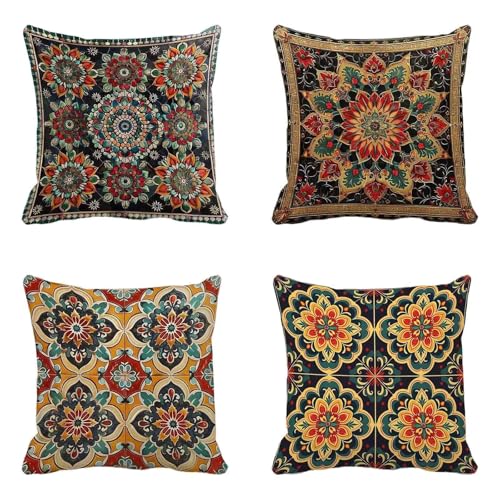 Outdoor Kissen Wetterfest Gelb Kissenbezug 40 x 40 4er Set, Wasserfest Leinen Kissenbezüge Böhmen, Deko Kissen mit Verstecktem Reißverschluss für Balkon Deko, Gartendeko, Geschenke -hjw25059QG0U Outdoor Kissen Wetterfest Gelb Kissenbezug 40 x 40 4er Set, Wasserfest Leinen Kissenbezüge Böhmen, Deko Kissen mit Verstecktem Reißverschluss für Balkon Deko, Gartendeko, Geschenke -hjw25059QG0U von HENJGWEG