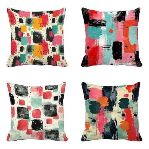 Outdoor Kissen Wetterfest Rosa Kissenbezug 75x75cm 4er Set, Wasserfest Leinen Kissenbezüge Modern, Deko Kissen mit Verstecktem Reißverschluss für Balkon Deko, Gartendeko, Geschenke -hjw25056L2AL Outdoor Kissen Wetterfest Rosa Kissenbezug 75x75cm 4er Set, Wasserfest Leinen Kissenbezüge Modern, Deko Kissen mit Verstecktem Reißverschluss für Balkon Deko, Gartendeko, Geschenke -hjw25056L2AL von HENJGWEG