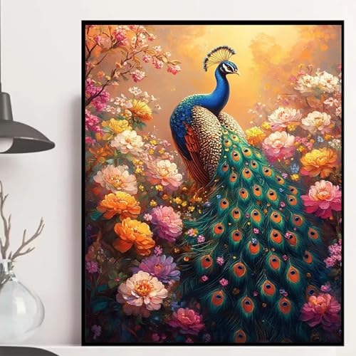 Pfau Diamond Painting 100×135cm, Blumen Diamond Painting Erwachsene Anfänger 5D DIY Runder Vollbohrer Diamanten Malerei Mosaik Bastelset Erwachsene für Zimmer Deko, Geschenke für Frauen -hjw25080T Pfau Diamond Painting 100×135cm, Blumen Diamond Painting Erwachsene Anfänger 5D DIY Runder Vollbohrer Diamanten Malerei Mosaik Bastelset Erwachsene für Zimmer Deko, Geschenke für Frauen -hjw25080T von HENJGWEG