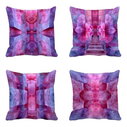 Rosa Kissenbezug 45x45cm 4er Set, Outdoor Kissen Abstrakt Sofakissen Weicher mit Verstecktem Reißverschluss, Beidseitiger Druck Dekokissen für Schlafzimmer Balkon Zimmer Deko Wohnzimmer -hjw25053R Rosa Kissenbezug 45x45cm 4er Set, Outdoor Kissen Abstrakt Sofakissen Weicher mit Verstecktem Reißverschluss, Beidseitiger Druck Dekokissen für Schlafzimmer Balkon Zimmer Deko Wohnzimmer -hjw25053R von HENJGWEG