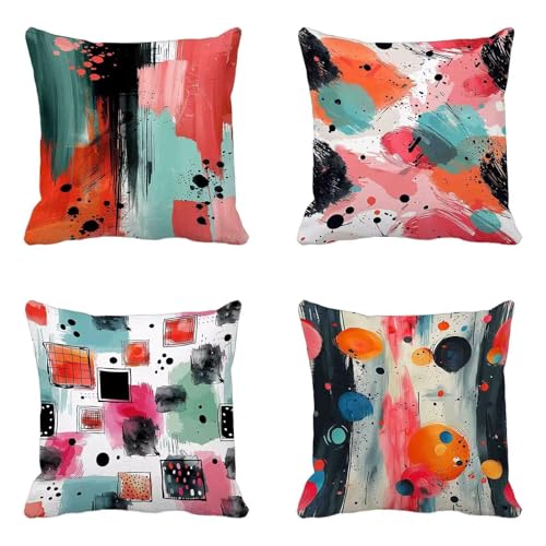 Rosa Kissenbezug 75x75 4er Set, Outdoor Kissen Geometrie Sofakissen Weicher mit Verstecktem Reißverschluss, Beidseitiger Druck Dekokissen für Schlafzimmer Balkon Zimmer Deko Wohnzimmer -hjw2505K6 Rosa Kissenbezug 75x75 4er Set, Outdoor Kissen Geometrie Sofakissen Weicher mit Verstecktem Reißverschluss, Beidseitiger Druck Dekokissen für Schlafzimmer Balkon Zimmer Deko Wohnzimmer -hjw2505K6 von HENJGWEG