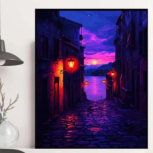 Stadt Diamond Painting 60x80cm, Meer Diamond Painting Erwachsene Anfänger 5D DIY Runder Vollbohrer Diamanten Malerei Mosaik Bastelset Erwachsene für Zimmer Deko, Geschenke für Frauen -hjw2508L0 von HENJGWEG