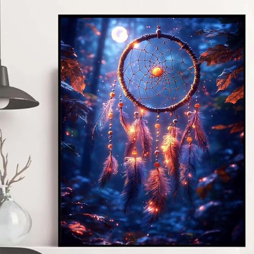 Verträumtfänger Diamond Painting 60x80 cm, Mond Diamond Painting Erwachsene Anfänger 5D DIY Runder Vollbohrer Diamanten Malerei Mosaik Bastelset Erwachsene für Zimmer Deko, Geschenke -hjw250827 von HENJGWEG