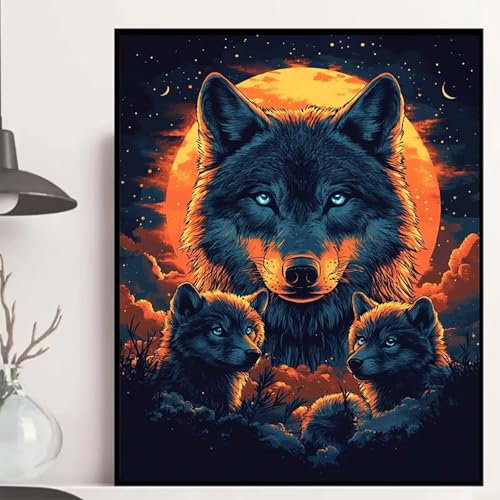 Wolf Diamond Painting 50x40cm, Tier Diamond Painting Erwachsene Anfänger 5D DIY Runder Vollbohrer Diamanten Malerei Mosaik Bastelset Erwachsene für Zimmer Deko, Geschenke für Frauen -hjw25083U2BB Wolf Diamond Painting 50x40cm, Tier Diamond Painting Erwachsene Anfänger 5D DIY Runder Vollbohrer Diamanten Malerei Mosaik Bastelset Erwachsene für Zimmer Deko, Geschenke für Frauen -hjw25083U2BB von HENJGWEG