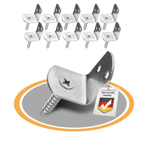HENK Flechtzaunhalter Edelstahl 82 x 30 mm – 20 Stück L-Form Zaunhalter, rostfrei, wetterfest, stabil und langlebig für Garten- und Holzzäune. von HENK