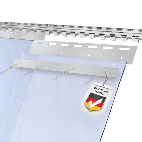HENK PVC-Streifenvorhang Transparent, Vormontiert, Edelstahl, Wetterfest & Spritzwassergeschützt – Industrie-Streifenvorhang für Innen- und Außenbereiche, Geeignet für die Lebensmittelindustrie HENK PVC-Streifenvorhang Transparent, Vormontiert, Edelstahl, Wetterfest & Spritzwassergeschützt – Industrie-Streifenvorhang für Innen- und Außenbereiche, Geeignet für die Lebensmittelindustrie von HENK