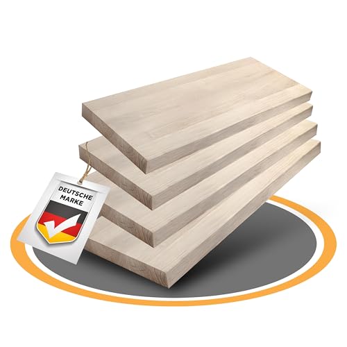 HENK Treppenstufen Eiche 40mm Massivholz | 4 Stück Vollholz Stufen für Treppenbau & Renovierung | Holzstufen Buche unbehandelt, geölt, lackiert | A/B Qualität (800mm Unbehandelt) von HENK